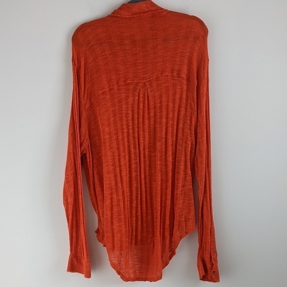 free People Orange Long Knit Button Down L tangerine - Picture 14 of 15